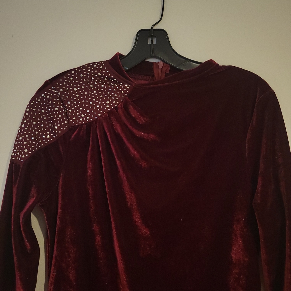 Misslook Burgundy Velvet Dress - Picture 2 of 4